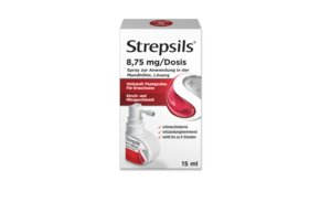 Sie sehen eine Packung Strepsils Mundspray Kirsch- und Minzgeschmack, Produktbild: 01 Strepsils Mundspray Kirsch- und Minzgeschmack, A-Nr.: 4215654 - 01