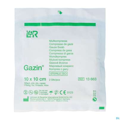 Sie sehen eine Packung Mullkompressen Gazin Baumw.17faedig Steril 16fach 10x10cm 2st, Produktbild: 02 Mullkompressen Gazin Baumw.17faedig Steril 16fach 10x10cm 2st, A-Nr.: 2570144 - 02