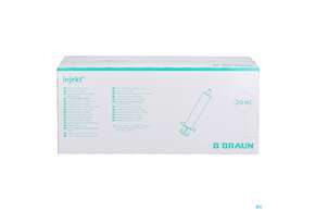 Sie sehen eine Packung Injektionsspritzen U.zubeh. Einmalspritzen Braun Injekt 20ml 100st, Produktbild: 01 Injektionsspritzen U.zubeh. Einmalspritzen Braun Injekt 20ml 100st, A-Nr.: 2692580 - 01