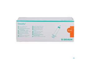 Sie sehen eine Packung Injektionsspritzen U.zubeh. Einmalspritzen Omnifix Luer Lock 3-teil. 10ml 100st, Produktbild: 01 Injektionsspritzen U.zubeh. Einmalspritzen Omnifix Luer Lock 3-teil. 10ml 100st, A-Nr.: 3869856 - 01