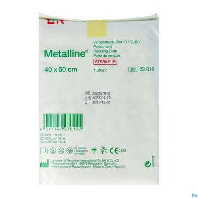 Sie sehen eine Packung Metalline-lohmann Verbandtuch Entkeimt 40x 60cm 1st, Produktbild: 02 Metalline-lohmann Verbandtuch Entkeimt 40x 60cm 1st, A-Nr.: 1104977 - 02