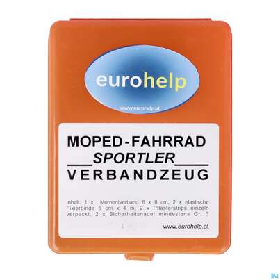 Sie sehen eine Packung Erste Hilfe Verbandkassetten Eurohelp Moped Box 10x 8x 3,5cm+inha 1st, Produktbild: 02 Erste Hilfe Verbandkassetten Eurohelp Moped Box 10x 8x 3,5cm+inha 1st, A-Nr.: 2003474 - 02