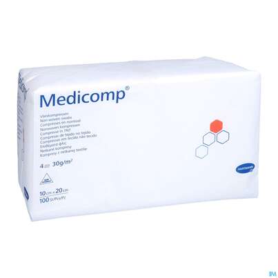 Kompressen Medicomp Vliesstoff 4fach Unsteril 10x 20cm 100st, A-Nr.: 1652058 - 05