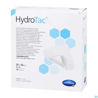 Sie sehen eine Packung Schaumverband Hydrotac 10x 10cm 10st, Produktbild: 02 Schaumverband Hydrotac 10x 10cm 10st, A-Nr.: 4034467 - 02