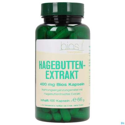 Sie sehen eine Packung Bios Hagebuttenextrakt 400mg 100 Kapseln, Produktbild: 02 Bios Hagebuttenextrakt 400mg 100 Kapseln, A-Nr.: 3891494 - 02