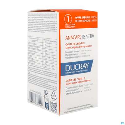 Sie sehen eine Packung Ducray Anacaps F.d.haar Haarausfall Kapseln Reaktiv23 90st, Produktbild: 05 Ducray Anacaps F.d.haar Haarausfall Kapseln Reaktiv23 90st, A-Nr.: 5744975 - 05