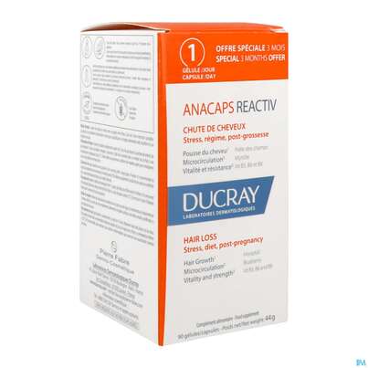 Sie sehen eine Packung Ducray Anacaps F.d.haar Haarausfall Kapseln Reaktiv23 90st, Produktbild: 07 Ducray Anacaps F.d.haar Haarausfall Kapseln Reaktiv23 90st, A-Nr.: 5744975 - 07
