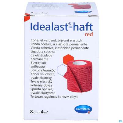 Sie sehen eine Packung Elastische Binden Idealast/haft Kohaesiv/color Rot 4mx 8cm 1st, Produktbild: 01 Elastische Binden Idealast/haft Kohaesiv/color Rot 4mx 8cm 1st, A-Nr.: 4174642 - 01