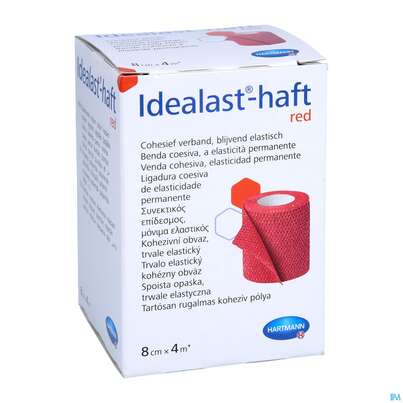 Sie sehen eine Packung Elastische Binden Idealast/haft Kohaesiv/color Rot 4mx 8cm 1st, Produktbild: 05 Elastische Binden Idealast/haft Kohaesiv/color Rot 4mx 8cm 1st, A-Nr.: 4174642 - 05
