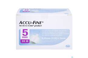 Sie sehen eine Packung Injektionsspritzen U.zubeh. Insulin Accu-fine Pen Nadeln 0,25mm(31g)/5mm 100st, Produktbild: 01 Injektionsspritzen U.zubeh. Insulin Accu-fine Pen Nadeln 0,25mm(31g)/5mm 100st, A-Nr.: 4790269 - 01