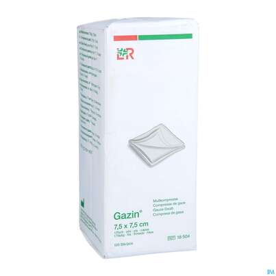 Sie sehen eine Packung Mullkompressen Gazin Baumw.17faedig Unsteril 12fach 7,5x 7,5cm 100st, Produktbild: 03 Mullkompressen Gazin Baumw.17faedig Unsteril 12fach 7,5x 7,5cm 100st, A-Nr.: 2386966 - 03