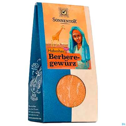 Sie sehen eine Packung Sonnentor Gewuerzmischung/bio Habeshas Berbere 00767 35g, Produktbild: 01 Sonnentor Gewuerzmischung/bio Habeshas Berbere 00767 35g, A-Nr.: 3972324 - 01