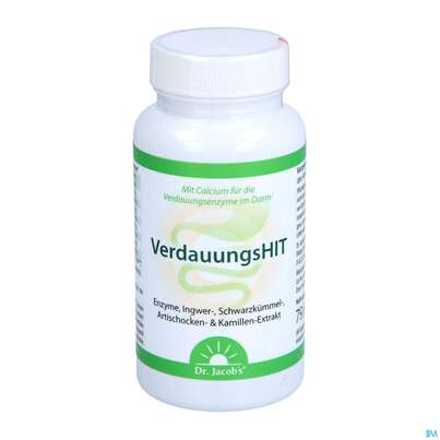 Sie sehen eine Packung Verdauungshit Tabl Dr.jacobs 90st, Produktbild: 01 Verdauungshit Tabl Dr.jacobs 90st, A-Nr.: 5685706 - 01