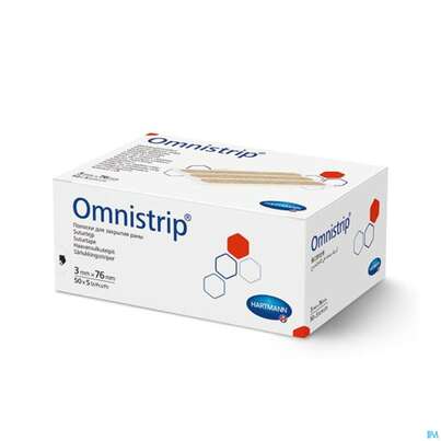 Sie sehen eine Packung Wundnahtstreifen Omnistrip Steril 3mmx 76mm 250st, Produktbild: 01 Wundnahtstreifen Omnistrip Steril 3mmx 76mm 250st, A-Nr.: 2983136 - 01