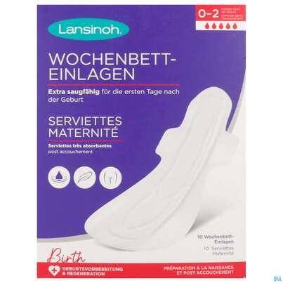 Sie sehen eine Packung Lansinoh Wochenbetteinlagen 0-2 Wochen L 10st, Produktbild: 03 Lansinoh Wochenbetteinlagen 0-2 Wochen L 10st, A-Nr.: 5758664 - 03
