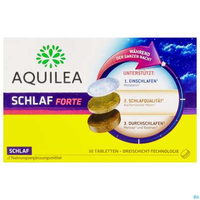 Sie sehen eine Packung Schlaf Tabl Forte Aquilea 30st, Produktbild: 01 Schlaf Tabl Forte Aquilea 30st, A-Nr.: 5606670 - 01