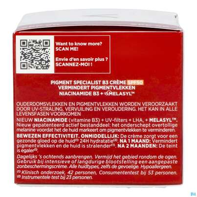 Sie sehen eine Packung Vichy Liftactiv B3 Anti-pigmentflecken Creme Lsf50 50ml, Produktbild: 12 Vichy Liftactiv B3 Anti-pigmentflecken Creme Lsf50 50ml, A-Nr.: 5662504 - 12