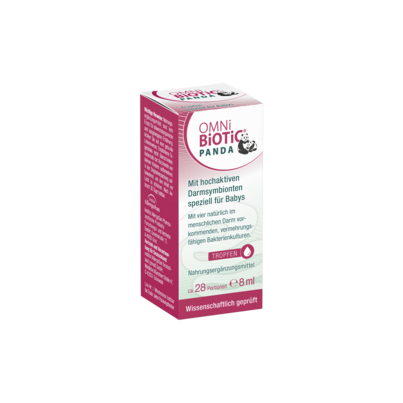 Sie sehen eine Packung OMNi-BiOTiC® PANDA Tropfen, 8 ml, Produktbild: 02 OMNi-BiOTiC® PANDA Tropfen, 8 ml, A-Nr.: 5911321 - 02
