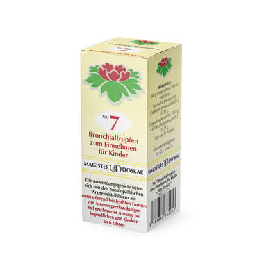 Sie sehen eine Packung Magister Doskar Nr. 7 Bronchialtropfen zum Einnehmen für Kinder, Produktbild: 03 Magister Doskar Nr. 7 Bronchialtropfen zum Einnehmen für Kinder, A-Nr.: 0685015 - 03