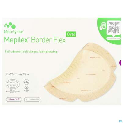 Sie sehen eine Packung Wundverband Mepilex Border Flex 15x19cm 5st, Produktbild: 01 Wundverband Mepilex Border Flex 15x19cm 5st, A-Nr.: 4252299 - 01