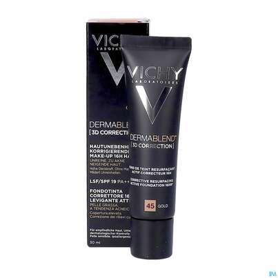 Sie sehen eine Packung Vichy Dermablend 3d Coverflow 45 Gold 30ml, Produktbild: 09 Vichy Dermablend 3d Coverflow 45 Gold 30ml, A-Nr.: 4436013 - 09