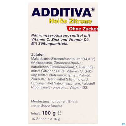 Additiva Pulver Heisse Zitrone Ohne Zucker 10st, A-Nr.: 5810092 - 04