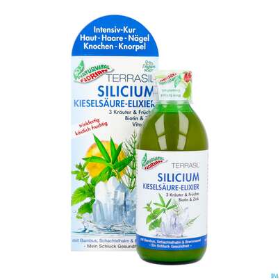 Sie sehen eine Packung Silicium Kieselsaeure Elixier Terrasil 330ml, Produktbild: 12 Silicium Kieselsaeure Elixier Terrasil 330ml, A-Nr.: 4797857 - 12