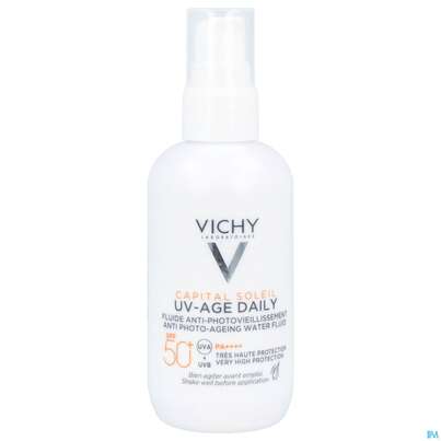 Sie sehen eine Packung Sonnenprodukte Vichy/capital Soleil Uv-age Daily Lsf 50+ 80ml, Produktbild: 09 Sonnenprodukte Vichy/capital Soleil Uv-age Daily Lsf 50+ 80ml, A-Nr.: 5893356 - 09
