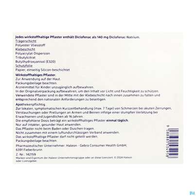 Sie sehen eine Packung Voltadol 24h Schmerzpflaster Wirkstoffhaltig 140mg 2st, Produktbild: 04 Voltadol 24h Schmerzpflaster Wirkstoffhaltig 140mg 2st, A-Nr.: 5534953 - 04
