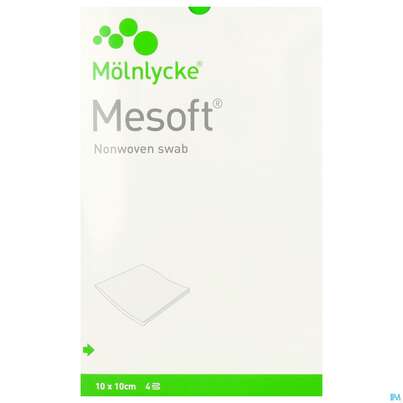 Sie sehen eine Packung Vlieskompressen Mesoft/set Steril 10x 10cm 150st (30x5), Produktbild: 01 Vlieskompressen Mesoft/set Steril 10x 10cm 150st (30x5), A-Nr.: 1652331 - 01