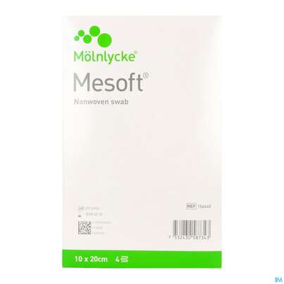 Sie sehen eine Packung Vlieskompressen Mesoft/set Steril 10x 20cm 4 Fach 120st (60x2), Produktbild: 03 Vlieskompressen Mesoft/set Steril 10x 20cm 4 Fach 120st (60x2), A-Nr.: 1652360 - 03