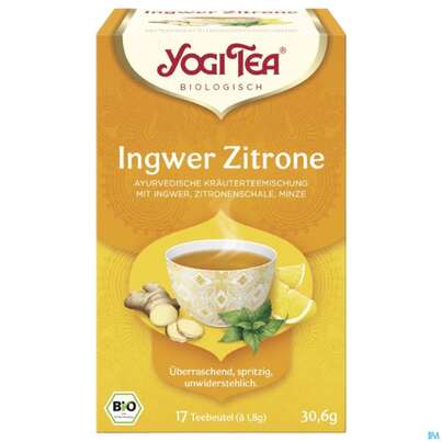 Sie sehen eine Packung Yogi Tea Bio Ingwer Zitrone 17st, Produktbild: 02 Yogi Tea Bio Ingwer Zitrone 17st, A-Nr.: 5749961 - 02