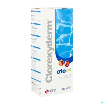Sie sehen eine Packung Veterinaerprodukte Clorexyderm Oto Piu 150ml, Produktbild: 02 Veterinaerprodukte Clorexyderm Oto Piu 150ml, A-Nr.: 4840458 - 02