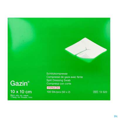 Schlitzkompressen Gazin 17faedig Steril 8fach 10x 10cm 50x2 100st, A-Nr.: 2404411 - 04