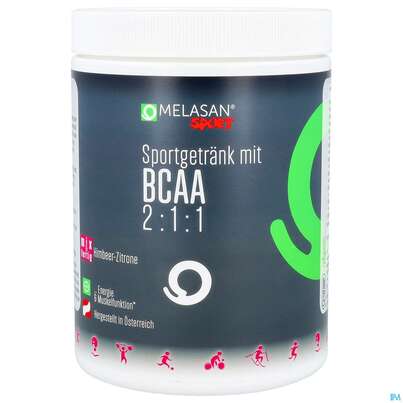 Sie sehen eine Packung Melasan/sport Sportgetraenk Bcaa Himbeer Zitrone 670g, Produktbild: 02 Melasan/sport Sportgetraenk Bcaa Himbeer Zitrone 670g, A-Nr.: 5304609 - 02