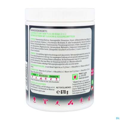 Sie sehen eine Packung Melasan/sport Sportgetraenk Bcaa Himbeer Zitrone 670g, Produktbild: 06 Melasan/sport Sportgetraenk Bcaa Himbeer Zitrone 670g, A-Nr.: 5304609 - 06