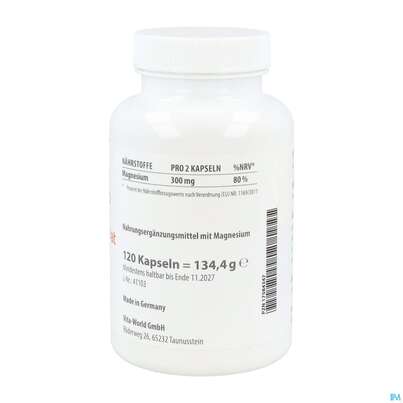 Sie sehen eine Packung Magnesium Malat 1000mg Kapseln Elementar Vita World 120st, Produktbild: 05 Magnesium Malat 1000mg Kapseln Elementar Vita World 120st, A-Nr.: 5608953 - 05