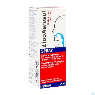 Sie sehen eine Packung Inhalatoren U.zubehoer Lipoaerosol Spray 20ml, Produktbild: 02 Inhalatoren U.zubehoer Lipoaerosol Spray 20ml, A-Nr.: 5838618 - 02