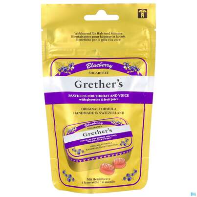Grethers Pastillen Zuckerfrei Blueberry Beutel 110g, A-Nr.: 5903675 - 02