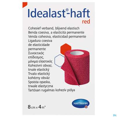 Sie sehen eine Packung Elastische Binden Idealast/haft Kohaesiv/color Rot 4mx 8cm 1st, Produktbild: 02 Elastische Binden Idealast/haft Kohaesiv/color Rot 4mx 8cm 1st, A-Nr.: 4174642 - 02