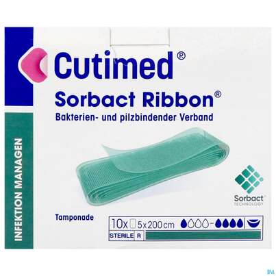 Tamponaden Cutimed/sorbact Ribbon 5x200cm Nr 72 10st, A-Nr.: 2996096 - 01