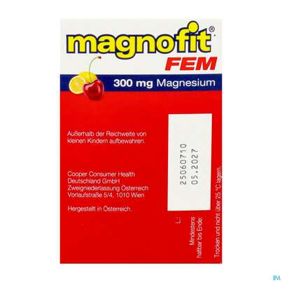 Sie sehen eine Packung Magnofit Fem 300mg Stick 30st, Produktbild: 08 Magnofit Fem 300mg Stick 30st, A-Nr.: 5833503 - 08