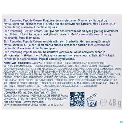 Sie sehen eine Packung Cerave Skin Renewing Peptide Cr 48ml, Produktbild: 10 Cerave Skin Renewing Peptide Cr 48ml, A-Nr.: 5985696 - 10