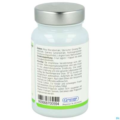 Sie sehen eine Packung Maca Kapseln -melasan 550mg 60st, Produktbild: 05 Maca Kapseln -melasan 550mg 60st, A-Nr.: 2689856 - 05