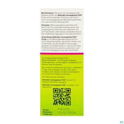 Sie sehen eine Packung Defendyl Imunoglukan Sirup 120ml, Produktbild: 06 Defendyl Imunoglukan Sirup 120ml, A-Nr.: 4023593 - 06
