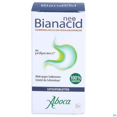Sie sehen eine Packung Aboca Neobianacid Tabl Uebersaeuerung +reflux Ab 6 Jahren 14st, Produktbild: 02 Aboca Neobianacid Tabl Uebersaeuerung +reflux Ab 6 Jahren 14st, A-Nr.: 5571931 - 02