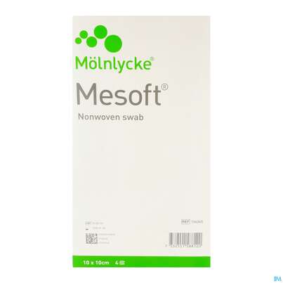 Sie sehen eine Packung Vlieskompressen Mesoft/set Steril 10x 10cm 150st (30x5), Produktbild: 16 Vlieskompressen Mesoft/set Steril 10x 10cm 150st (30x5), A-Nr.: 1652331 - 16