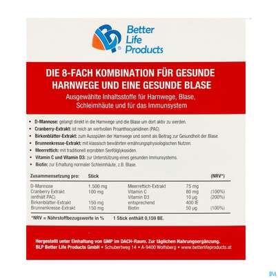 Sie sehen eine Packung D-mannose Sticks/1500mg +cranberry +vit C+birkenblaett150mg +brunnenkresse 150mg 30st, Produktbild: 03 D-mannose Sticks/1500mg +cranberry +vit C+birkenblaett150mg +brunnenkresse 150mg 30st, A-Nr.: 5904829 - 03