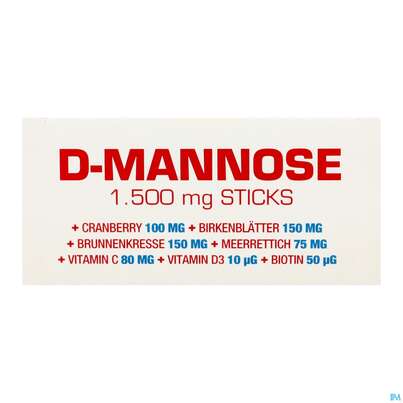 Sie sehen eine Packung D-mannose Sticks/1500mg +cranberry +vit C+birkenblaett150mg +brunnenkresse 150mg 30st, Produktbild: 06 D-mannose Sticks/1500mg +cranberry +vit C+birkenblaett150mg +brunnenkresse 150mg 30st, A-Nr.: 5904829 - 06