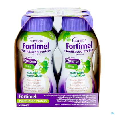 Fortimel/plantbased/protein 200ml Flasche Ananas-kokos 4st, A-Nr.: 5919601 - 08